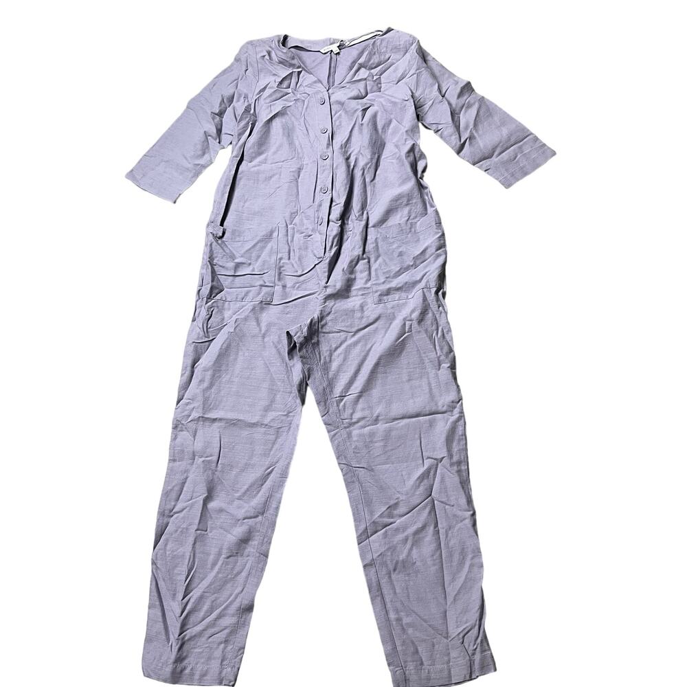 The Nines by HATCH Purple Button-Front Cropped Maternity Jumpsuit - XS - NWT
